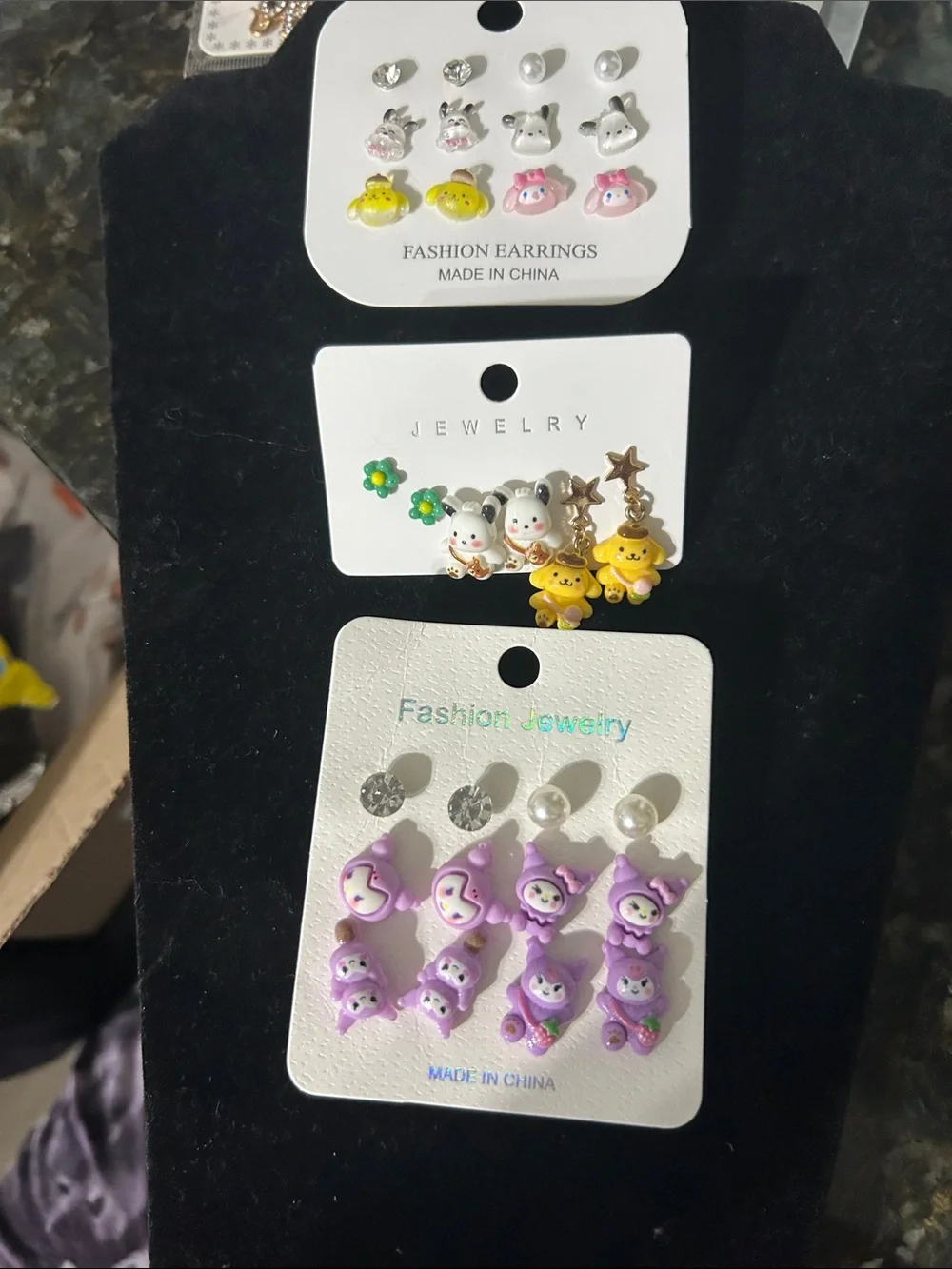 Fashion Jewelry Purple Animal & Flower Kids Earring Set